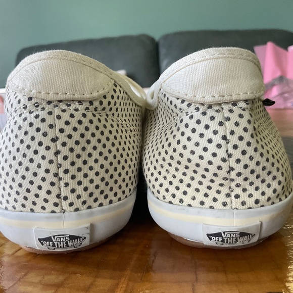 VANS OFF THE WALL Cream and Dark Gray Polka Dot Tennis Shoes Sneakers Sz 9 - Picture 6 of 13
